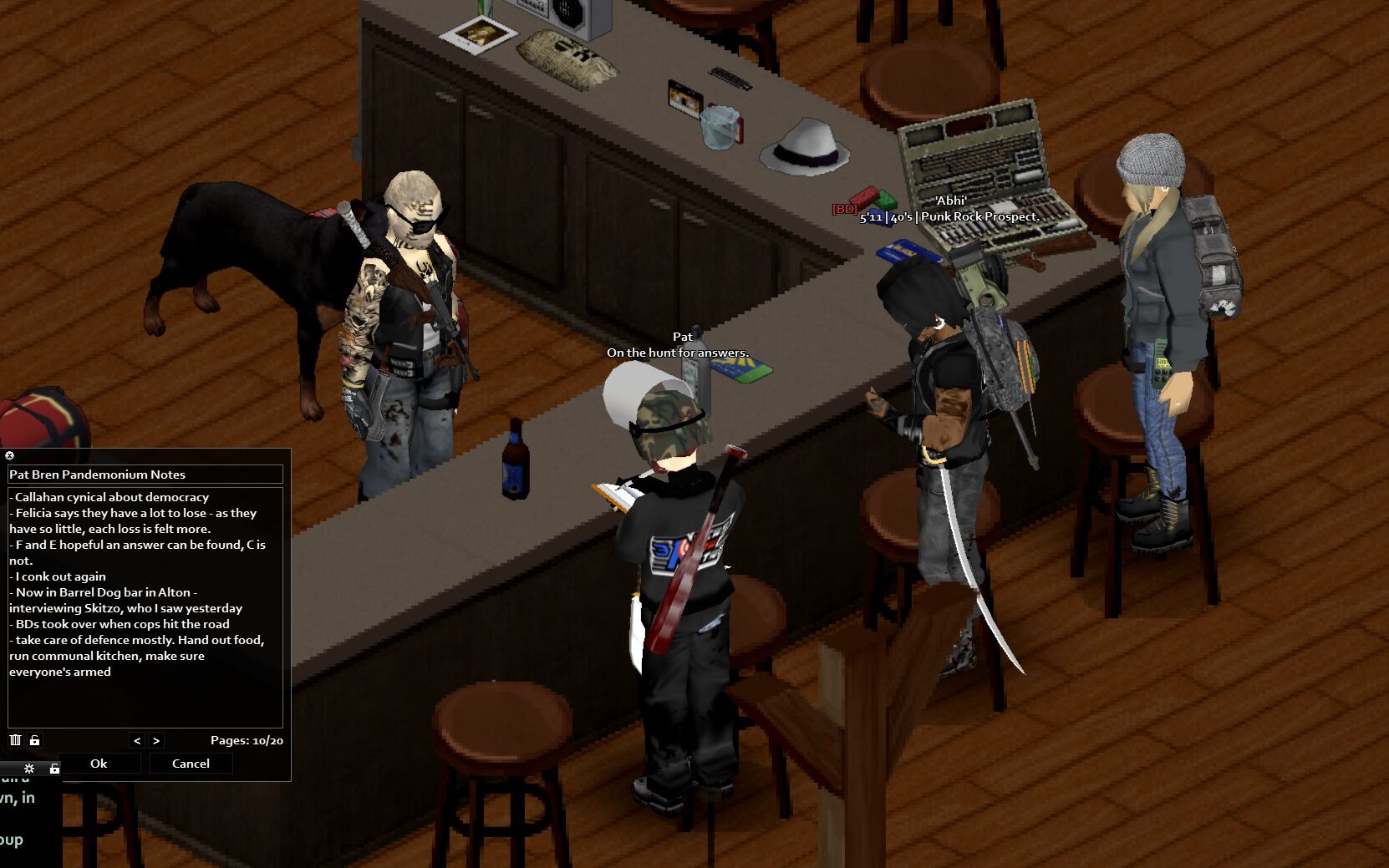 Skitzo and others in the Barrel Dogs bar.