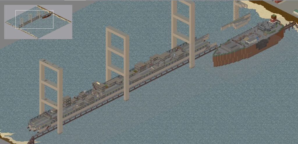 An overview of the bridge and ship.