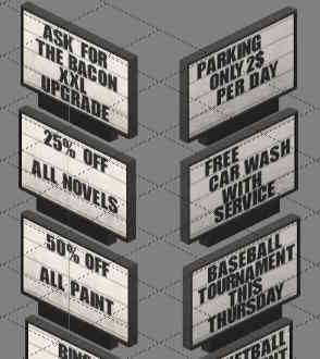A variety of outdoor text signs
