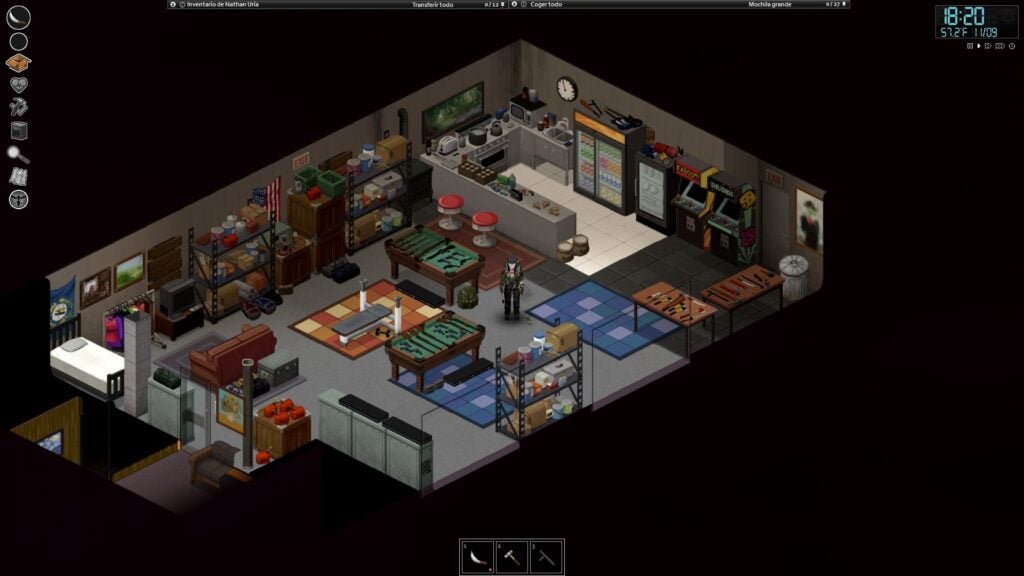 A very tidy base with nice rugs and many items on counters and shelves.