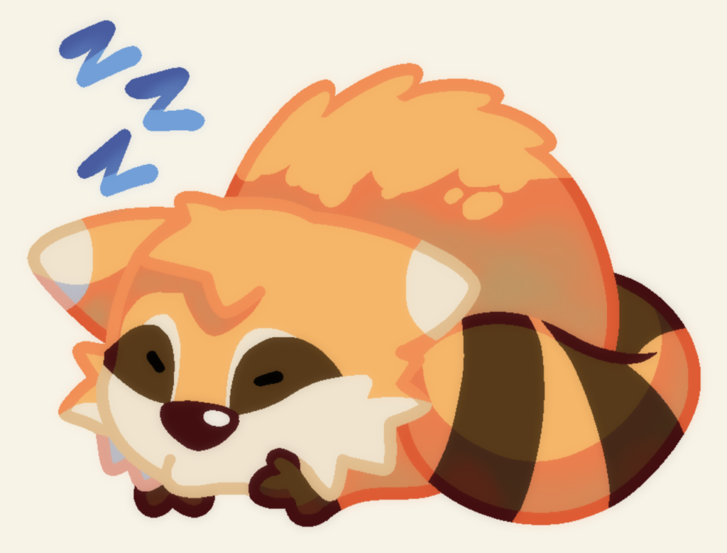 A lovely cartoon drawing of a sleeping Spiffo.